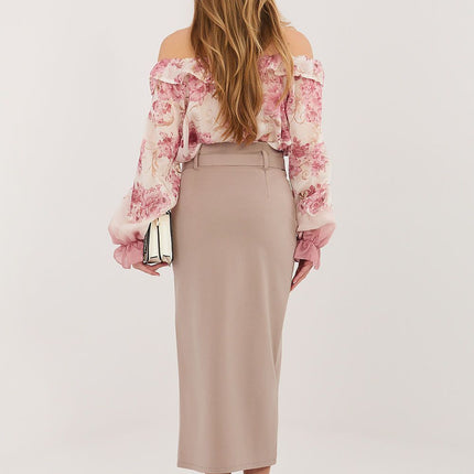 Rue Paris Women's Professional A-Line Skirt with Pockets and Belt