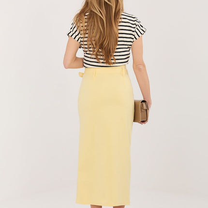 Rue Paris Women's Professional A-Line Skirt with Pockets and Belt