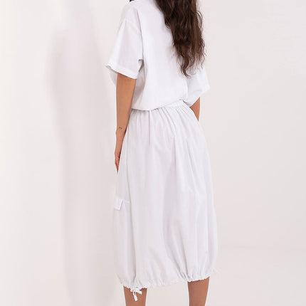 Rue Paris Women's Professional Midi Skirt with Pockets and Belted Wais