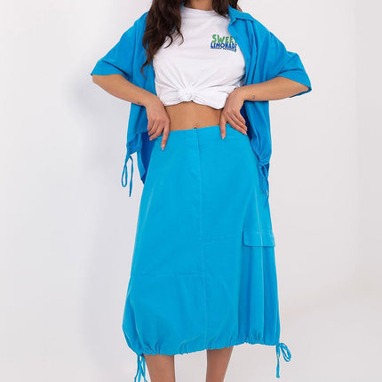 Rue Paris Women's Professional Midi Skirt with Pockets and Belted Wais