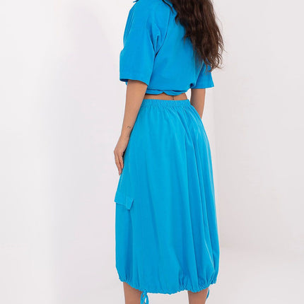 Rue Paris Women's Professional Midi Skirt with Pockets and Belted Wais