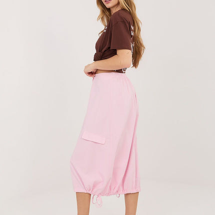 Rue Paris Women's Professional Midi Skirt with Pockets and Belted Wais