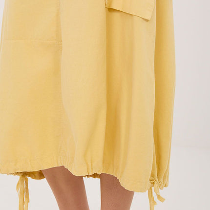 Rue Paris Women's Professional Midi Skirt with Pockets and Belted Wais