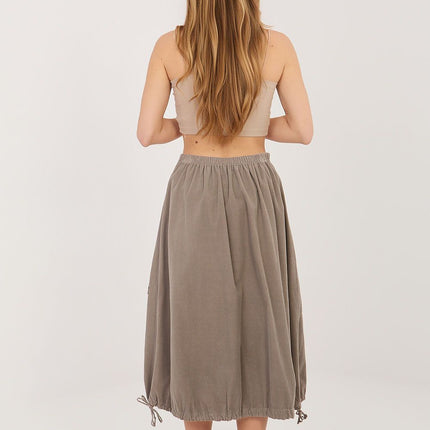 Rue Paris Women's Professional Midi Skirt with Pockets and Belted Wais