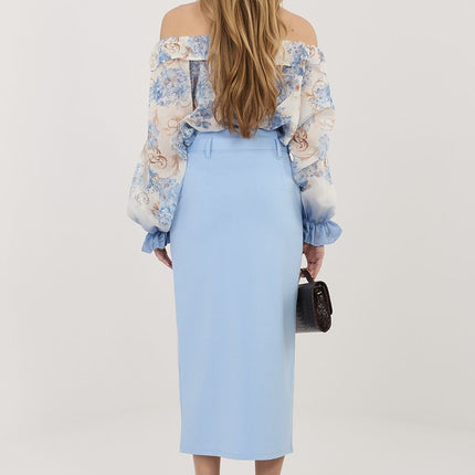 Rue Paris Women's Professional A-Line Skirt with Pockets and Belt