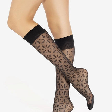 Patterned Knee High Socks 20 DEN Semi-Matte – Elegant Comfort Fit - Très Elite