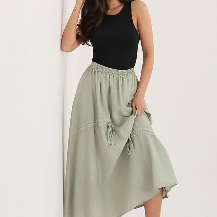 Italy Moda Elegant Long Skirt with Pleated Design and Comfortable Fit