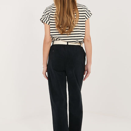 Italy Moda Professional Corduroy Trousers with Stretch Fit & Pockets