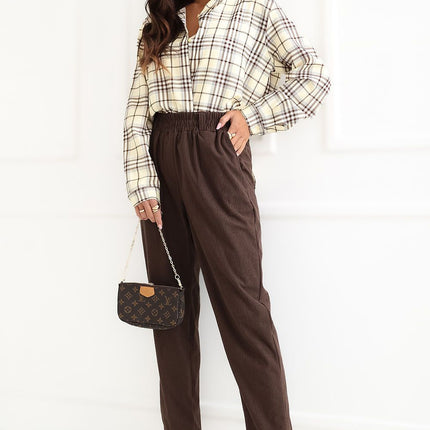 Rue Paris Women's Corduroy Trousers - Tailored Fit, Soft Fabric