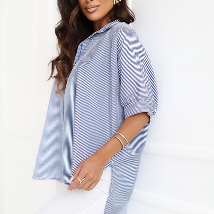 Rue Paris Professional Short Sleeve Shirt with Breathable Fabric & Tai