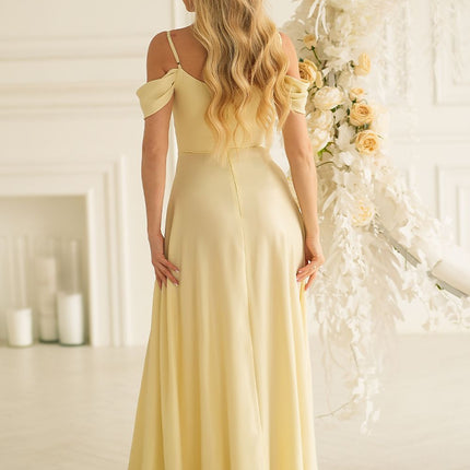 Bicotone Elegant Long Dress with Adjustable Waist and Pockets