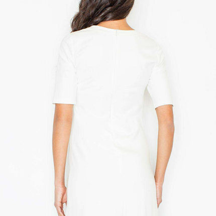 Chic Short-Sleeved Pencil Dress with Opulent Fur Detailing