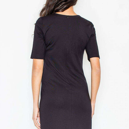Elegant Faux Fur-Trimmed Pencil Dress for Effortless Sophistication