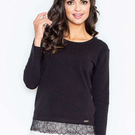 Chic Lace-Embellished Sweatshirt Blouse: A Stylish Staple