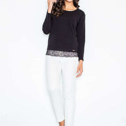 Chic Lace-Embellished Sweatshirt Blouse: A Stylish Staple