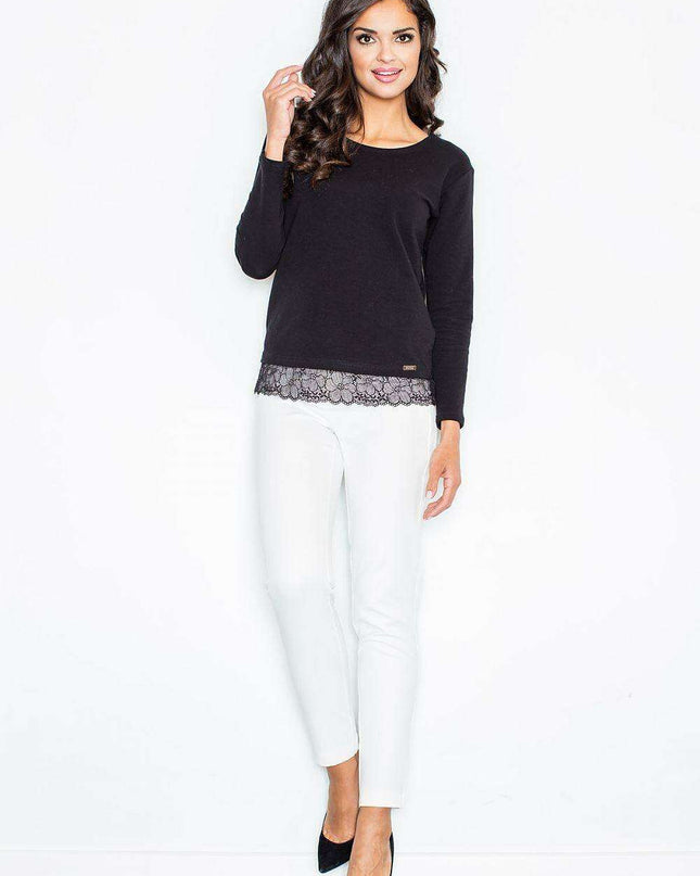 Chic Lace-Embellished Sweatshirt Blouse: A Stylish Staple