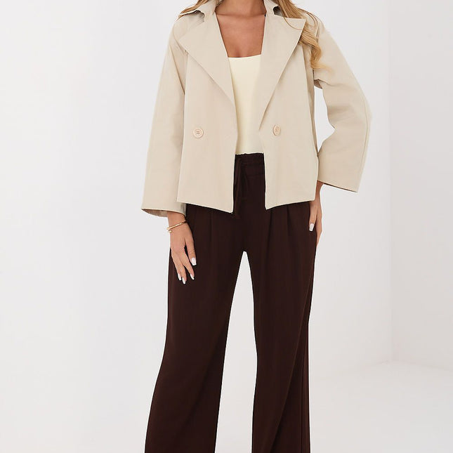 Rue Paris Women's Professional Trench Coat with Belted Waist and Pocke
