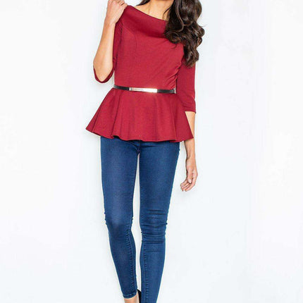 Chic Gilded Boat Neck Blouse - Luxurious Women's Top with Exquisite Detailing