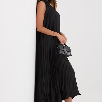 Rue Paris Elegant Cocktail Dress with Sleeveless Design & Flowy Skirt