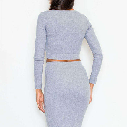 Captivating Crop Top and Pencil Skirt Ensemble - Stylish Two-Piece Outfit