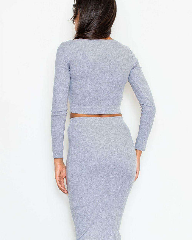 Captivating Crop Top and Pencil Skirt Ensemble - Stylish Two-Piece Outfit