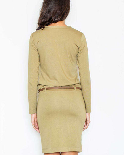 Chic Office Elegance Dress with Tailored Pencil Skirt and Trendy Pockets