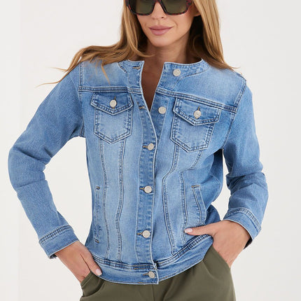 Factory Price Classic Denim Jacket with Button Closure and Pockets