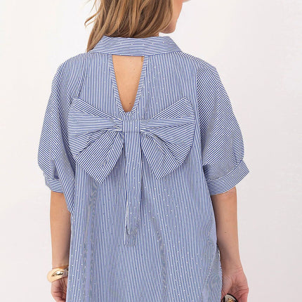Rue Paris Elegant Professional Blouse with Button Details and Pocket