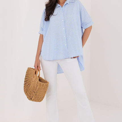 Rue Paris Elegant Professional Blouse with Button Details and Pocket
