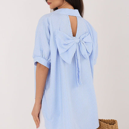 Rue Paris Elegant Professional Blouse with Button Details and Pocket
