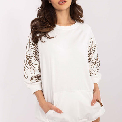 Rue Paris Professional Fleece-Lined Sweatshirt with Ribbed Cuffs