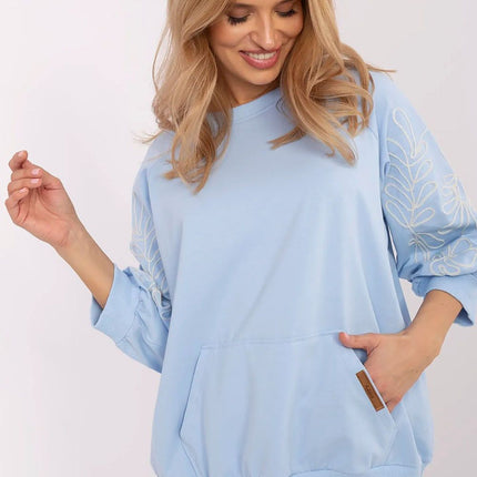 Rue Paris Professional Fleece-Lined Sweatshirt with Ribbed Cuffs