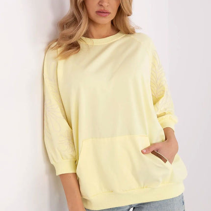Rue Paris Professional Fleece-Lined Sweatshirt with Ribbed Cuffs