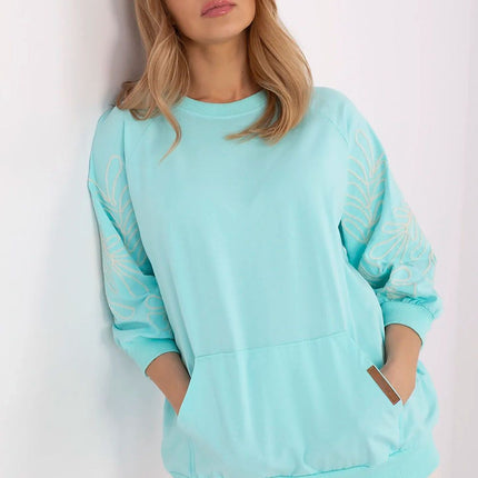 Rue Paris Professional Fleece-Lined Sweatshirt with Ribbed Cuffs