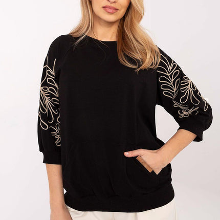 Rue Paris Professional Fleece-Lined Sweatshirt with Ribbed Cuffs
