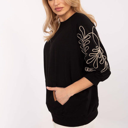 Rue Paris Professional Fleece-Lined Sweatshirt with Ribbed Cuffs