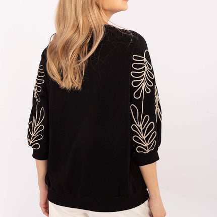 Rue Paris Professional Fleece-Lined Sweatshirt with Ribbed Cuffs