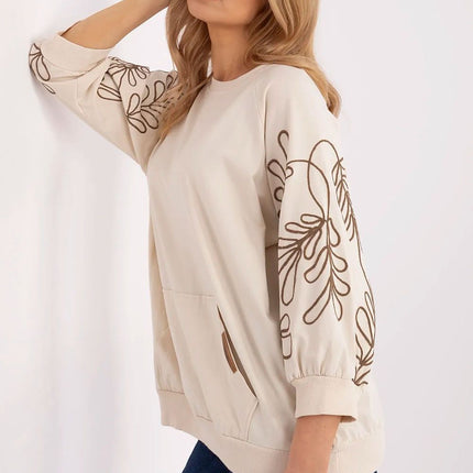 Rue Paris Professional Fleece-Lined Sweatshirt with Ribbed Cuffs