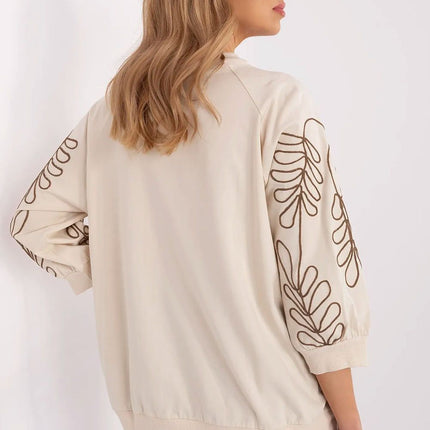 Rue Paris Professional Fleece-Lined Sweatshirt with Ribbed Cuffs
