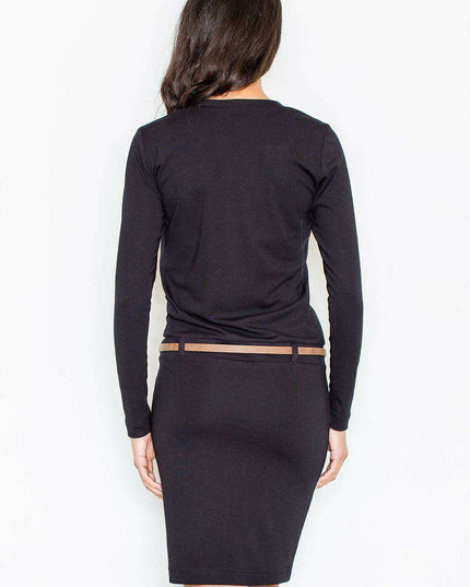 Chic Professional Dress with Stylish Belt and Pockets