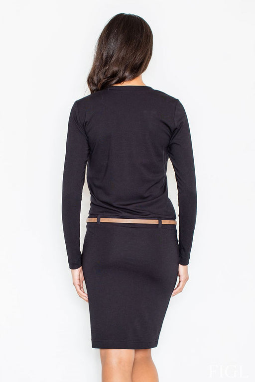 Chic Workwear Dress with Pockets and Belt