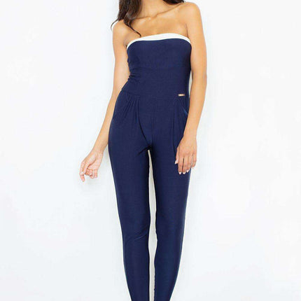 Alluring Chic Jumpsuit - Contemporary Design with Shoulder Cutouts & Dual Corset Accents