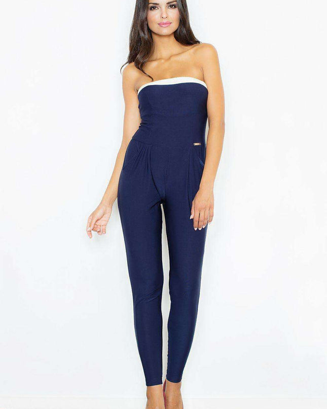 Alluring Chic Jumpsuit - Contemporary Design with Shoulder Cutouts & Dual Corset Accents