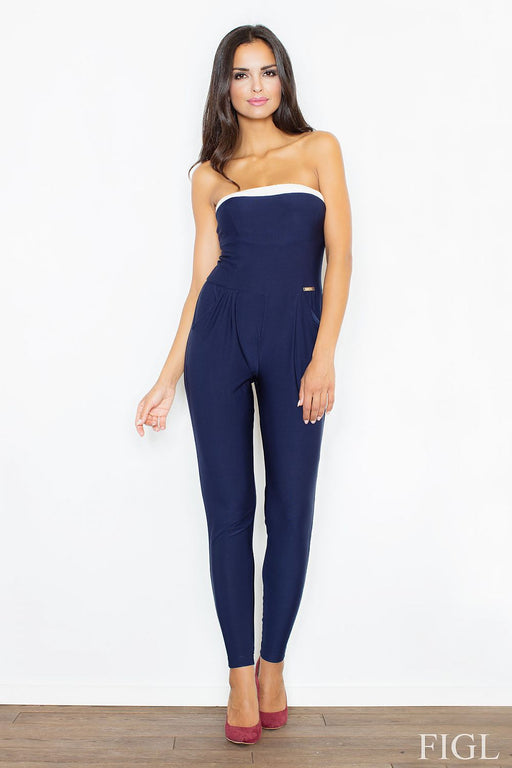Seductive Silhouette Jumpsuit - Contemporary Fit with Exposed Shoulders & Dual Corset Fabric