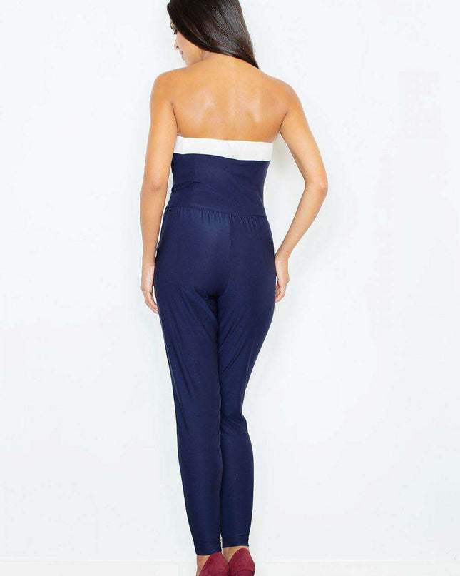 Alluring Chic Jumpsuit - Contemporary Design with Shoulder Cutouts & Dual Corset Accents