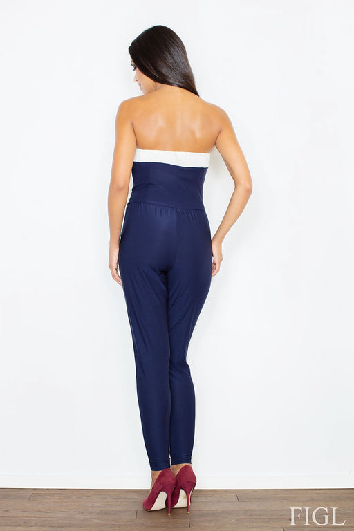 Seductive Silhouette Jumpsuit - Contemporary Fit with Exposed Shoulders & Dual Corset Fabric