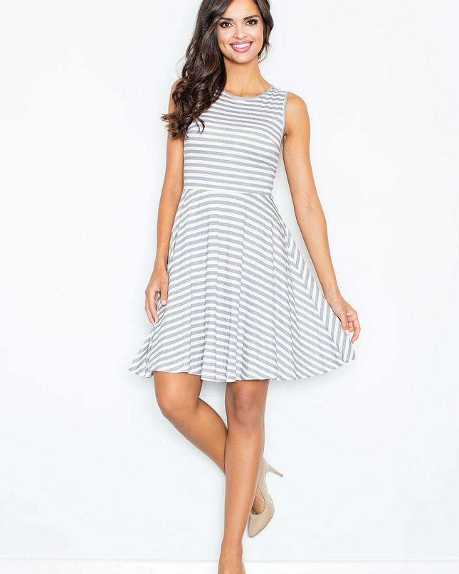 Navy Striped Cotton Sundress with Stylish Wide Straps
