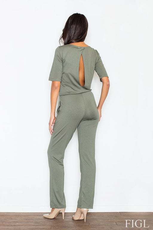 Elegant Viscose Jumpsuit with Elbow-Length Sleeves and Chic Details