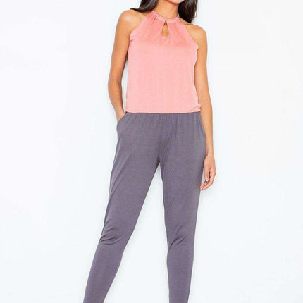 Chic Two-Tone Suit with Comfortable Stretch Waistband - 49931