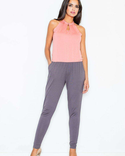 Chic Two-Tone Suit with Comfortable Stretch Waistband - 49931